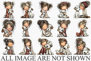 Whimsical Girl & Dog Love Clipart, a Seasonal Illustration by Canvas Craft (Thumbnail 4 of 7)