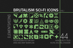 Brutalism Sci-fi Icons/Elements