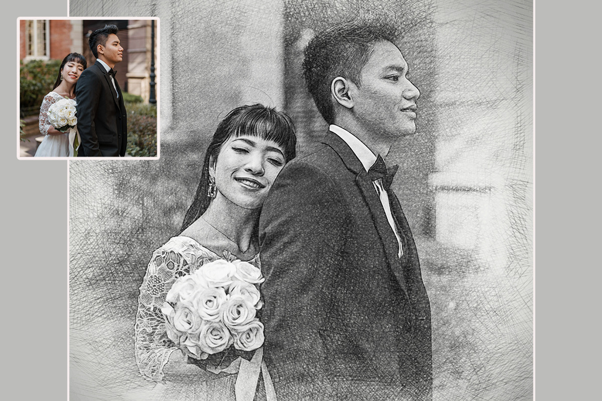 Wedding Photography Sketch Effect, an Action Add-On by 3d_model_tifotizi (Photo 2 of 2)