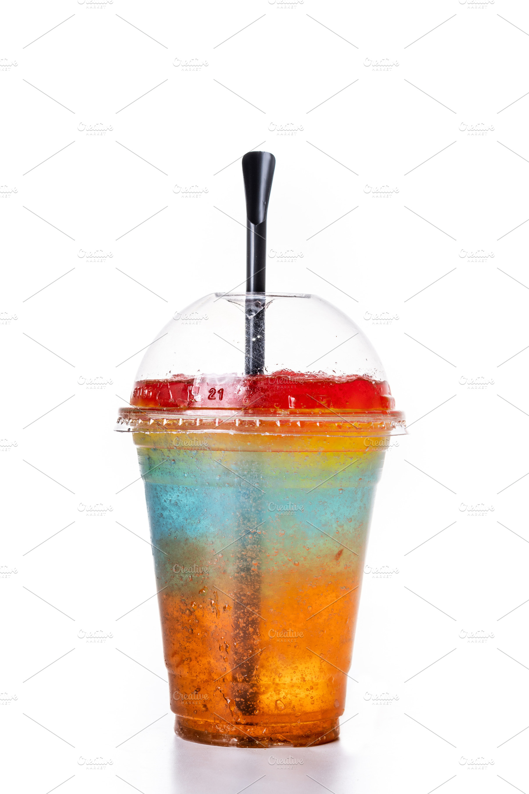 Colorful Frozen Slushie Drink in Plastic Cup, a Food & Drink Photo by etorres69