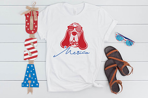 Patriotic Basset Hound 'Merica SVG, an Object Graphic by BeeCraftR