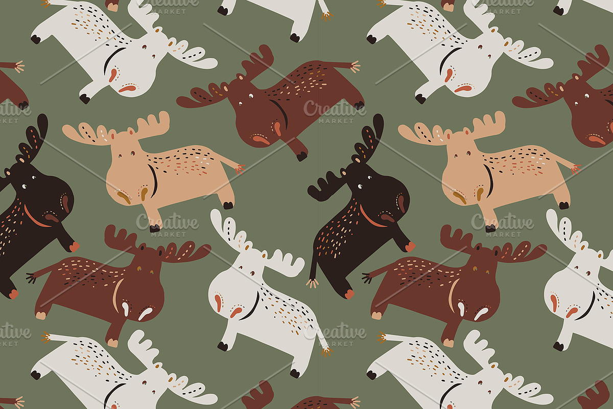 Forest dwellers - funny elks, a Pattern Graphic by Tanna.ART (Photo 2 of 7)