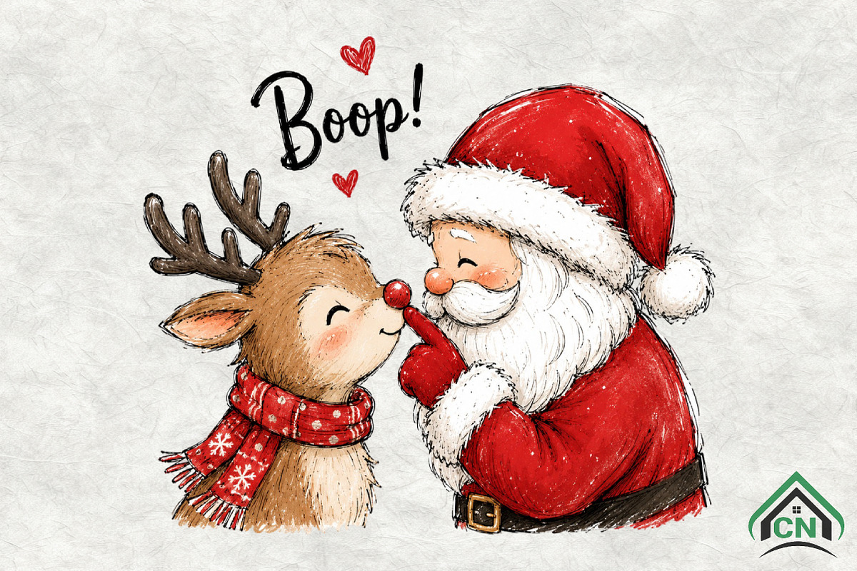 Santa Reindeer Boop PNG, a Seasonal Illustration by Craft Nest (Photo 1 of 6)