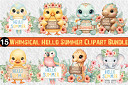 Whimsical Hello Summer Clipart, an Illustration by GatewayDesign (Thumbnail 1 of 6)