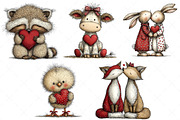 Watercolor Animals Valentine Clipart, an Illustration by Craft Nest (Thumbnail 5 of 9)
