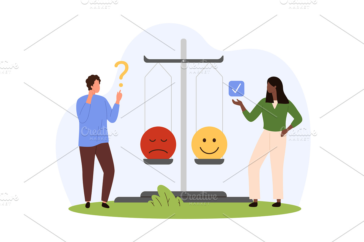 Pros and cons, choice benefits and, an Object Illustration by Flashvector