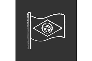 Flag Of Brazil Chalk White Icon