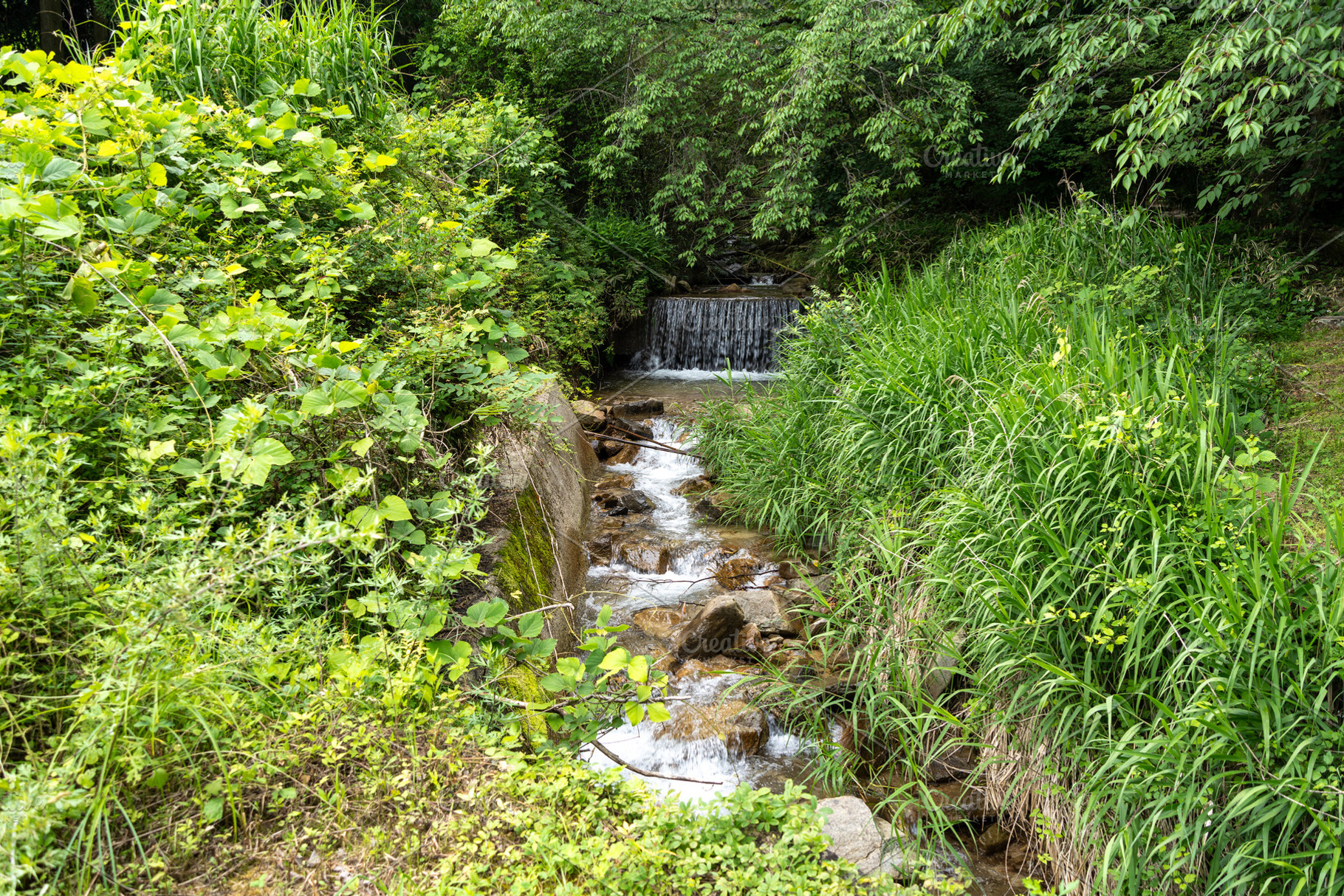 River flowing along the Nakasendo trail between Magome and Tsuma, a Nature Photo by GoodGoods