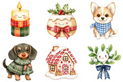 Kawaii Plaid Christmas Clipart, a Seasonal Illustration by CitraGraphics (Thumbnail 8 of 9)