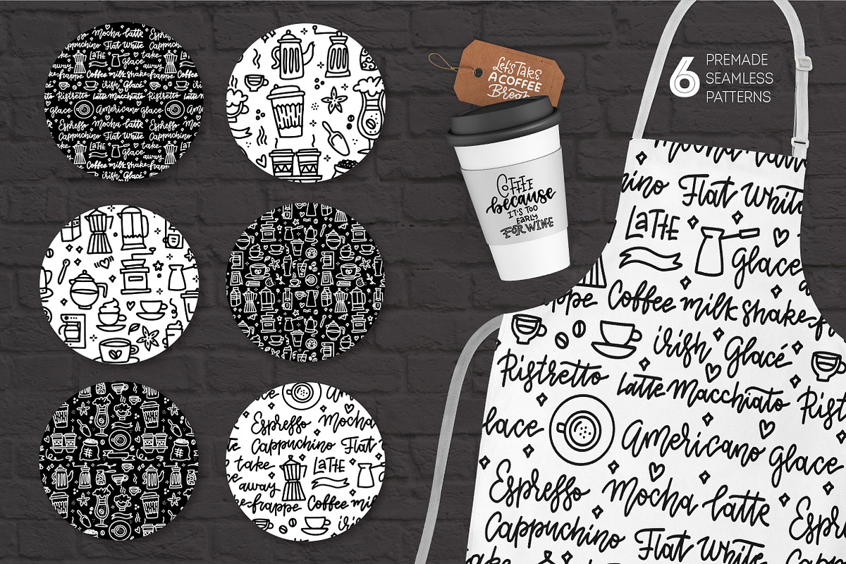 Coffee lettering &clipart collection, a Decorative Illustration by Lana Sham (Photo 12 of 15)