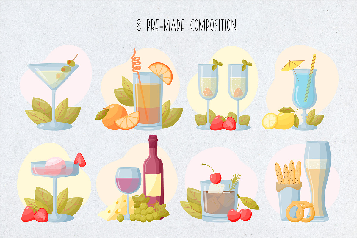 Cocktail Drinks Collection, a Food Illustration by IllarArt (Photo 6 of 10)