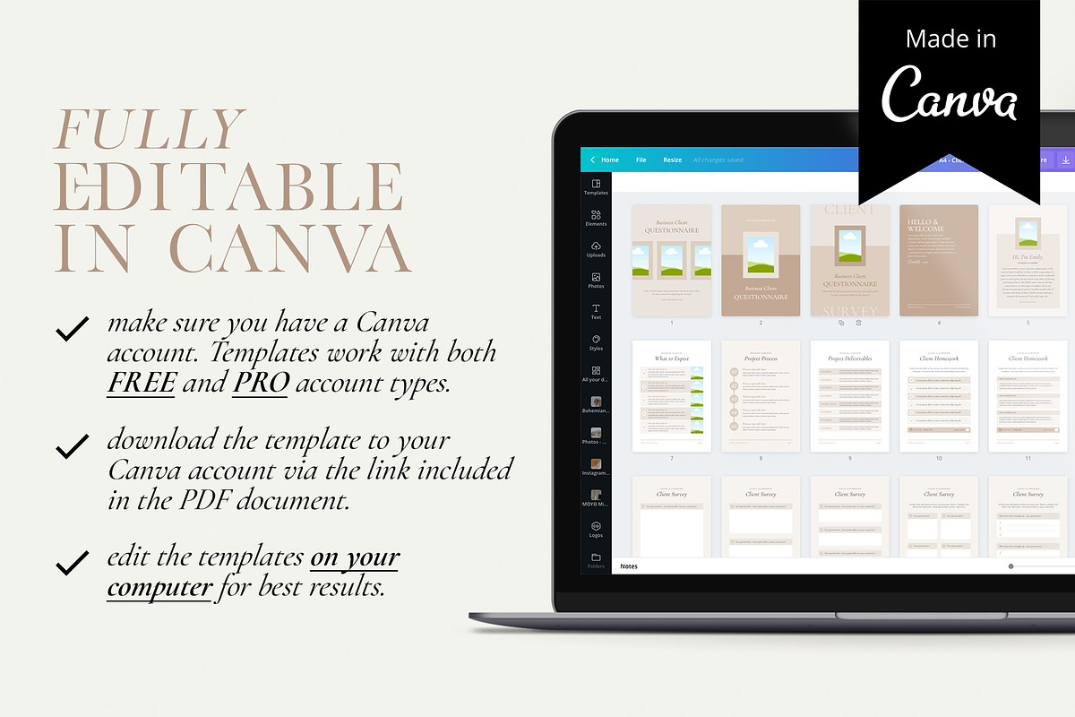 Client Questionnaire Template CANVA, a Brochure Template by Studio Loire