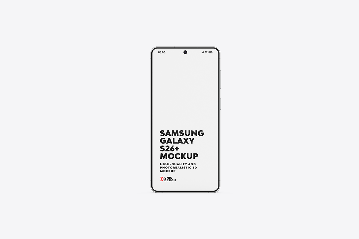 Samsung Galaxy S26+ Phone Mockup, an Android Mockup by UnicDesign (Photo 2 of 11)