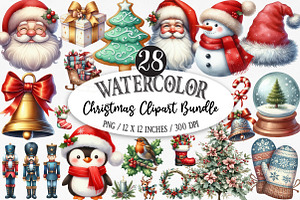 Watercolor Christmas Clipart, an Illustration by Designking