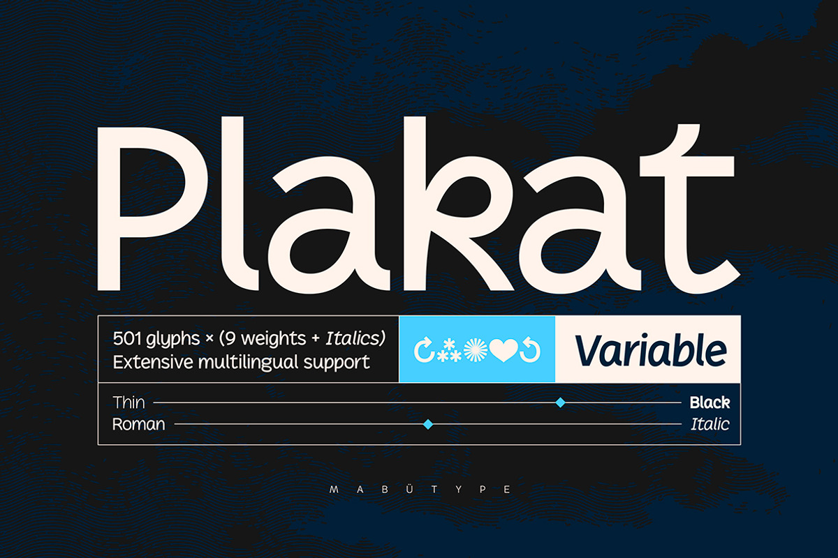 Plakat Variable Family, a Sans Serif Font by Mabütype (Photo 1 of 11)