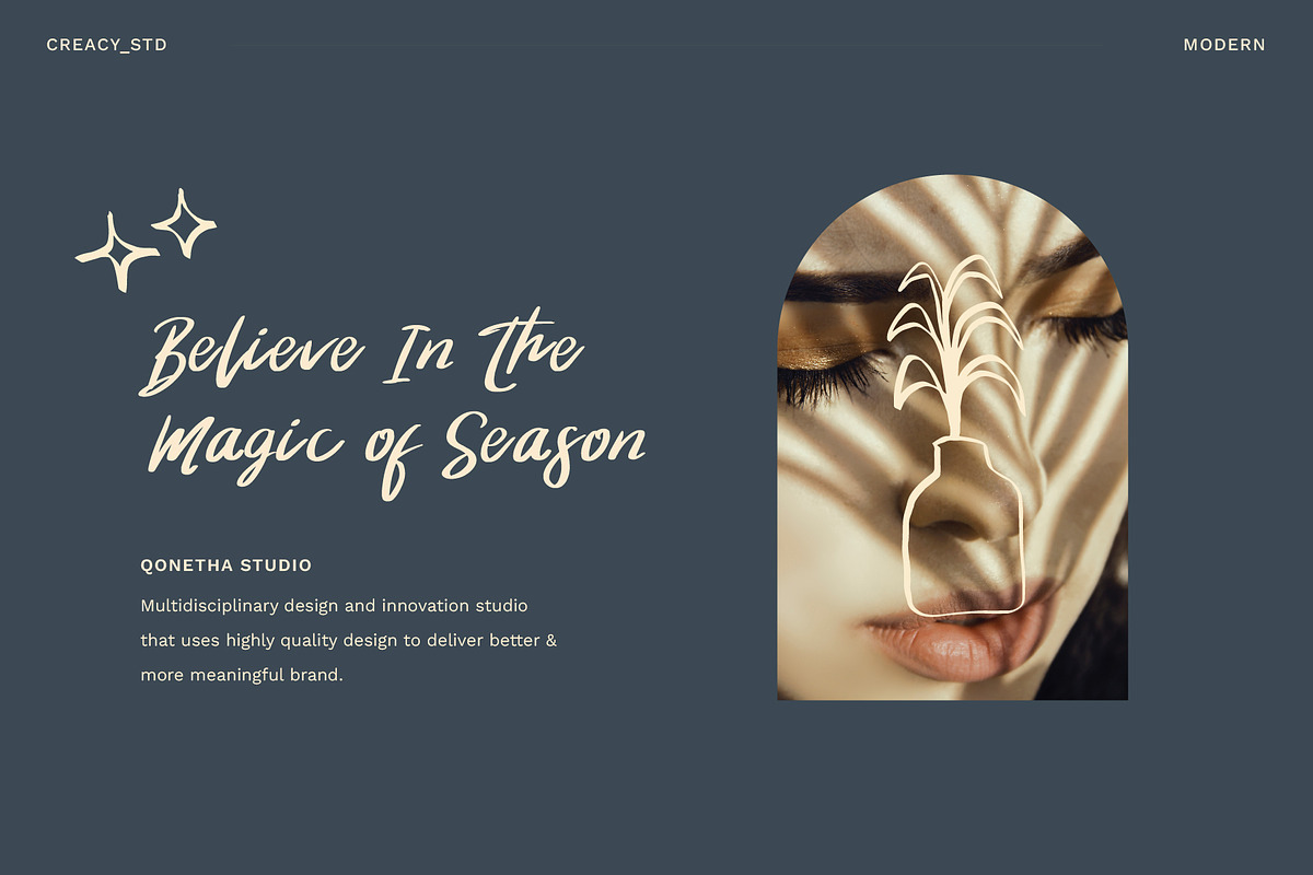 Qonetha - Brush Stylish Script, a Script Font by Creacy Studio (Photo 2 of 8)