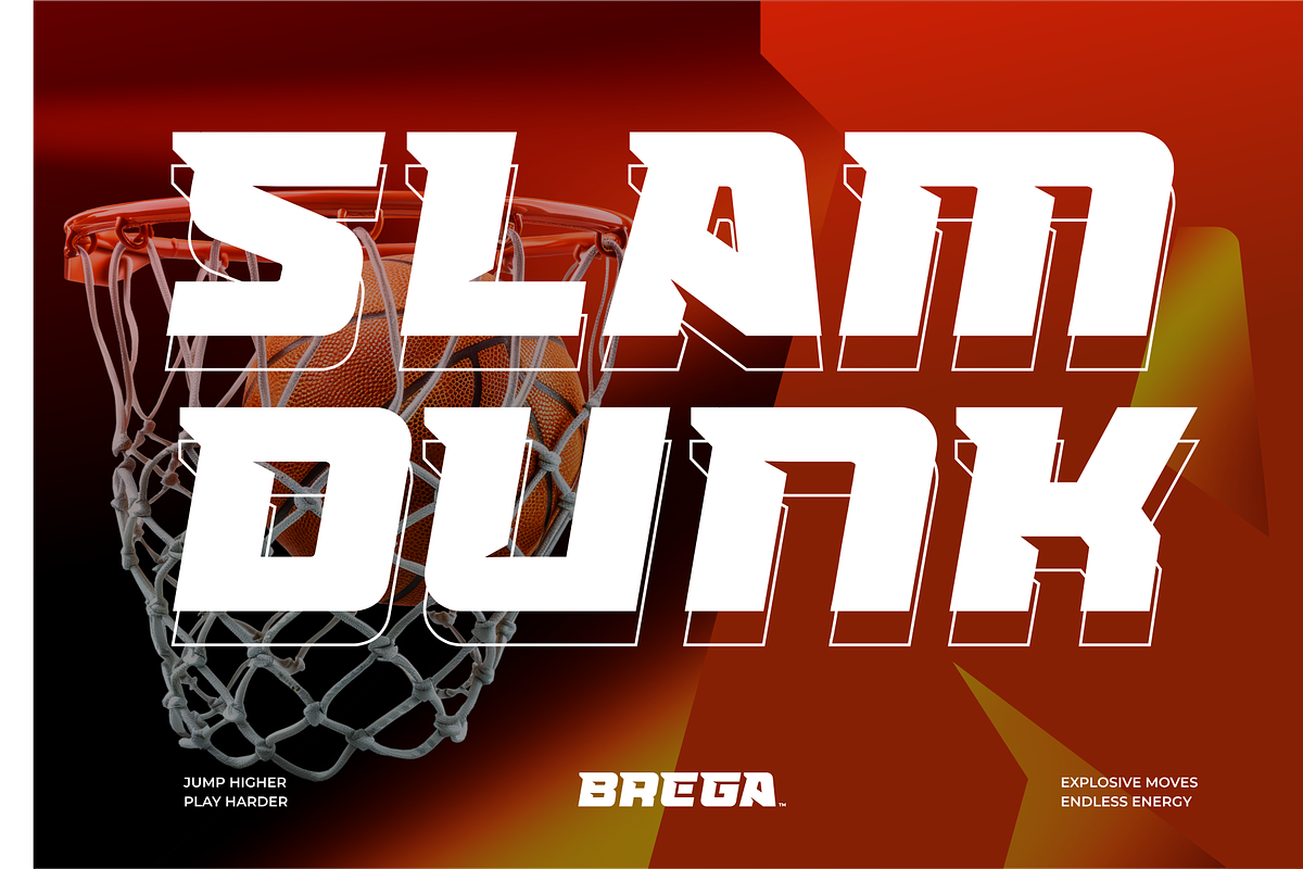 BREGA – Bold Sport Display Font, a Font by Vroz Studio (Photo 7 of 8)