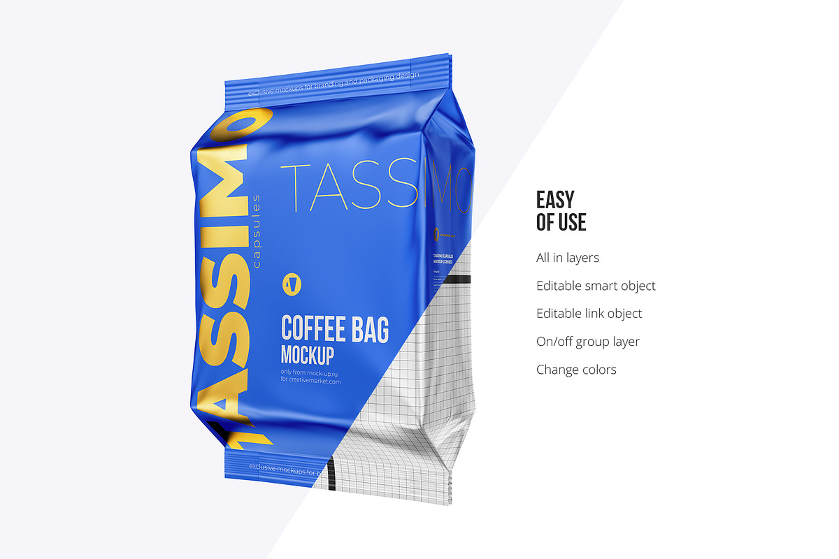 Coffee Bag mockup. Tassimo, a Packaging Mockup by easymock (Photo 5 of 10)