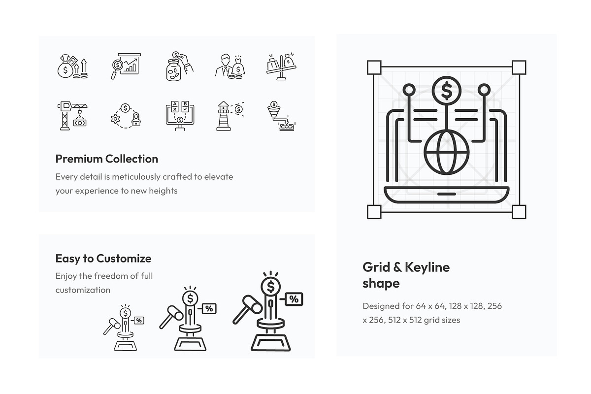ROI and Revenue Icon Pack, an Outline Icon by Prosymbols (Photo 3 of 5)