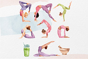 Watercolor Yoga Women Clipart, an Illustration by Marine art (Thumbnail 2 of 4)