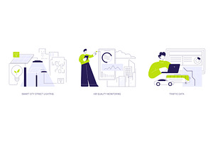 IoT city solutions isolated cartoon, a Technology Illustration by Visual Generation