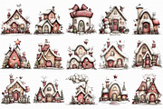 Whimsical Christmas House Clipart, an Illustration by Libby Wishes (Thumbnail 2 of 7)