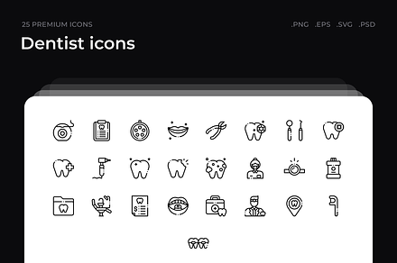 Dentist icons, an Outline Icon by Wencory