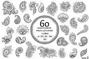 60 Flowers & Paisley, a Decorative Illustration by Katika Shop (Thumbnail 1 of 7)