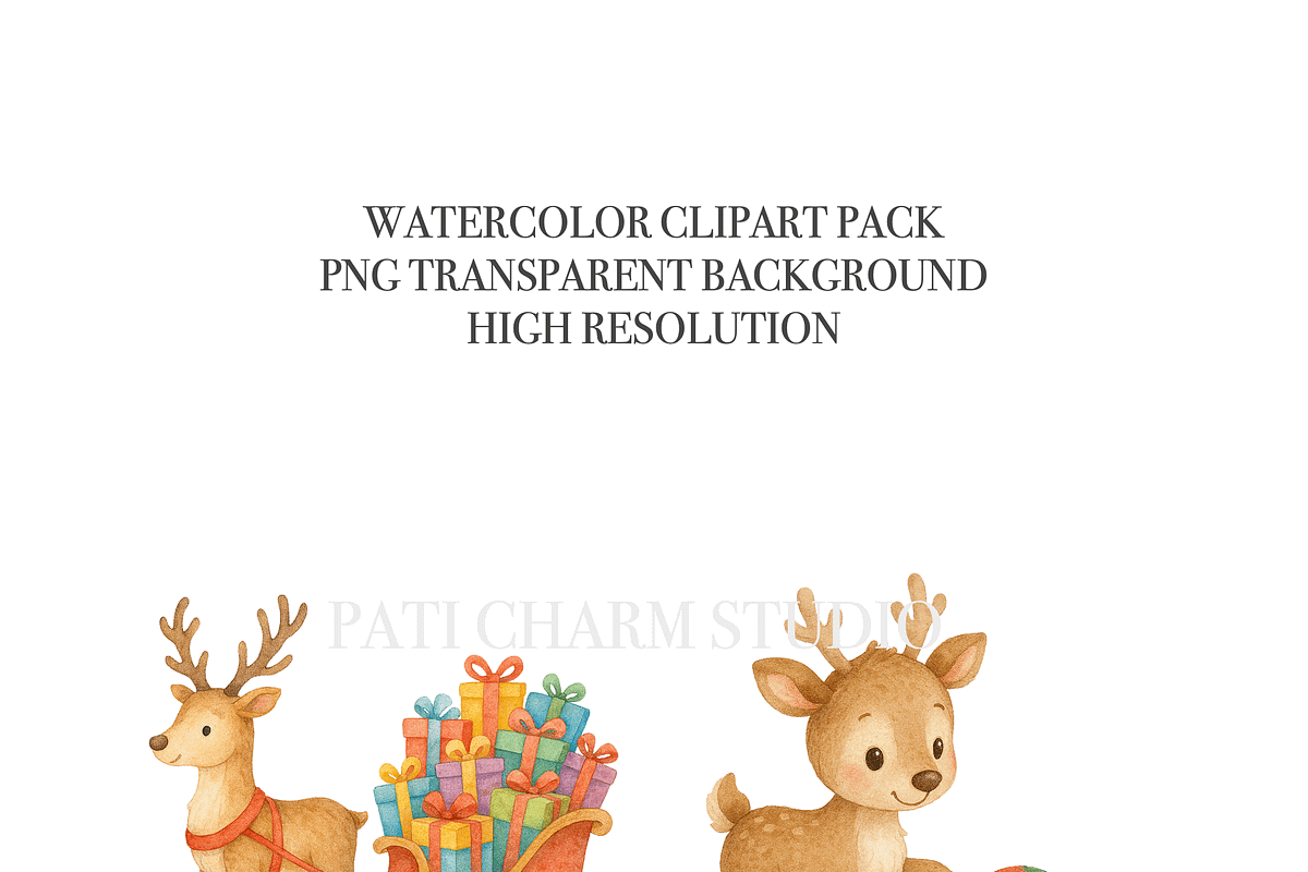 26 Reindeer Clipart, an Animal Illustration by Pati Charm Studio (Photo 4 of 8)