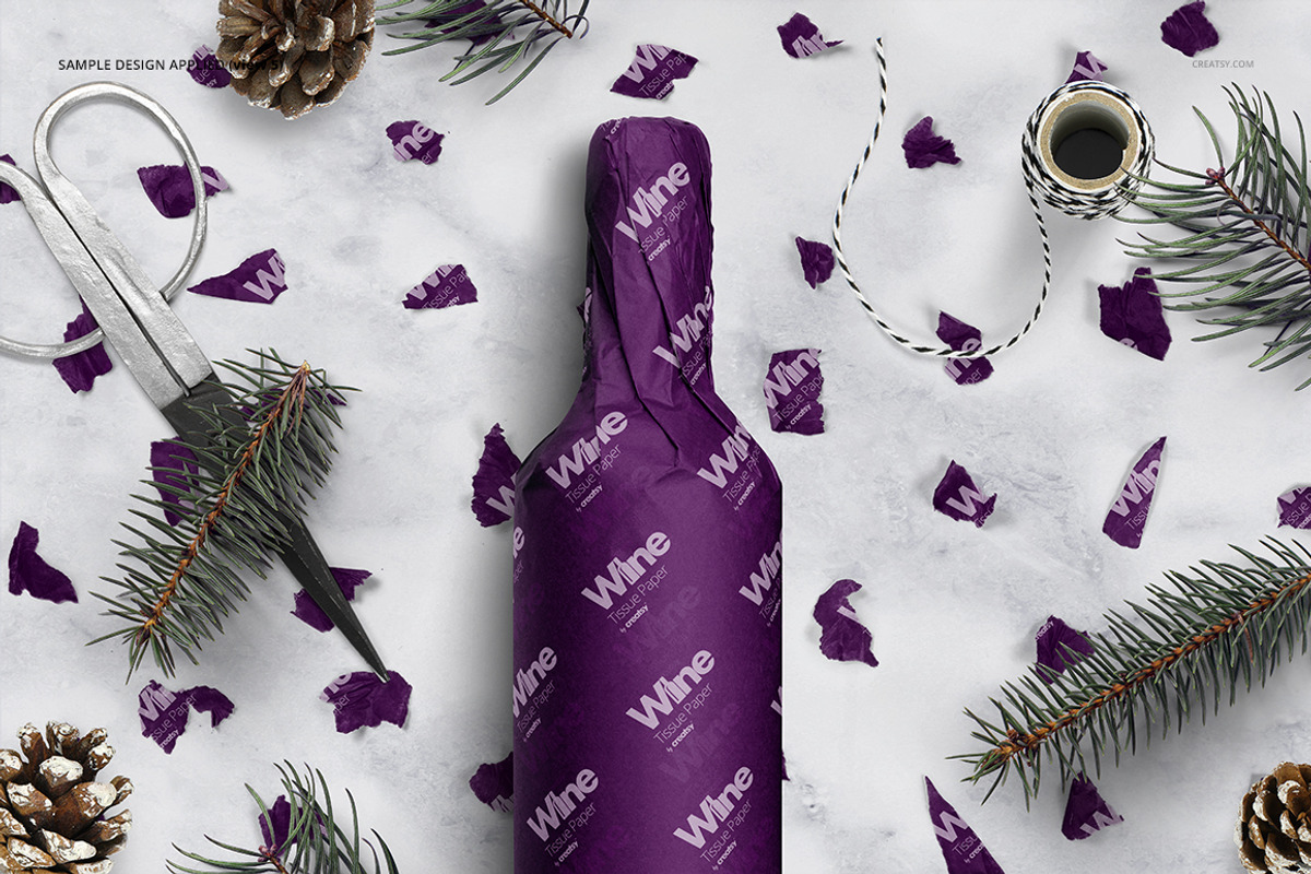 Wrapping Paper Wine Bottle Mockup, a Pens & Pencil Mockup by creatsy5 (Photo 10 of 27)