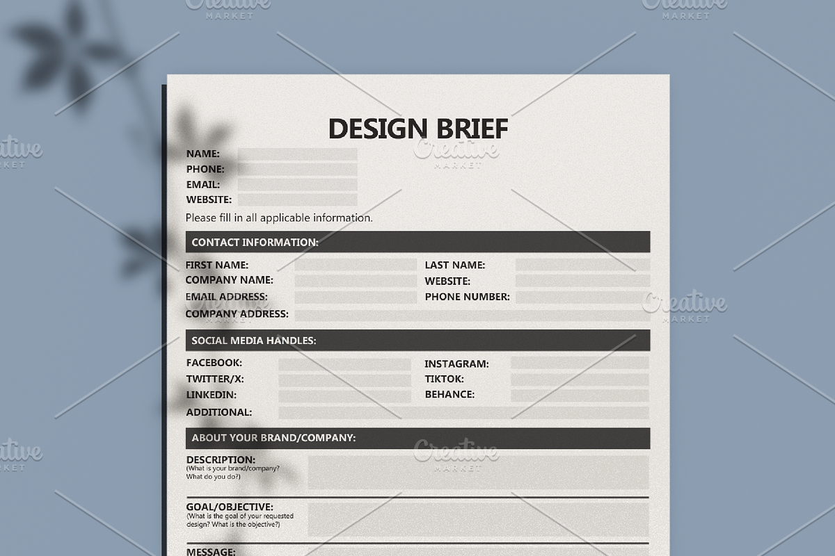 Design Brief - Fillable PDF