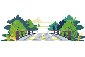 Cartoon wooden bridge crossing over, an Illustration by Vectorstockersland