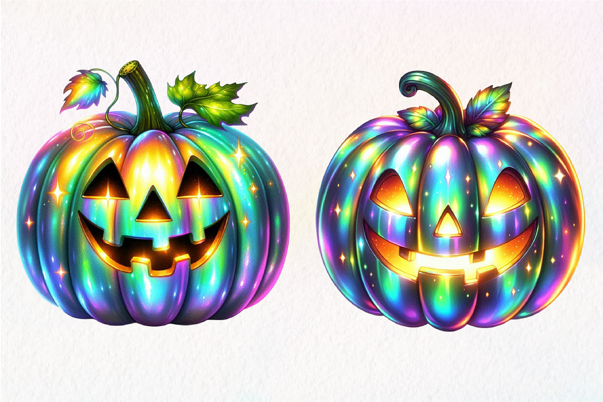 Halloween Pumpkin Iridescent Clipart, an Illustration by Dream Creation (Photo 6 of 6)
