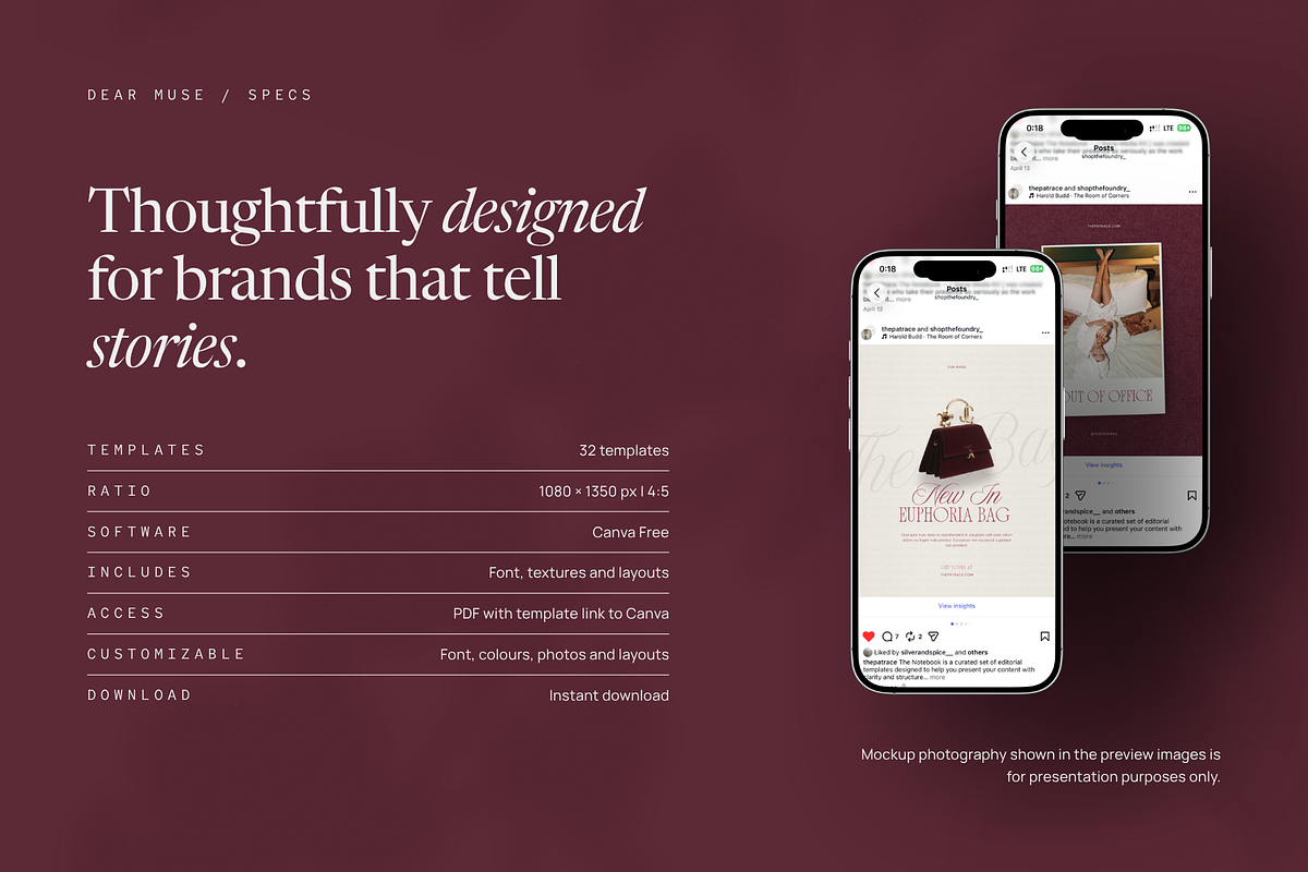 DEAR MUSE Canva Instagram Templates, a Social Media Template by Patrace Studio (Photo 10 of 10)