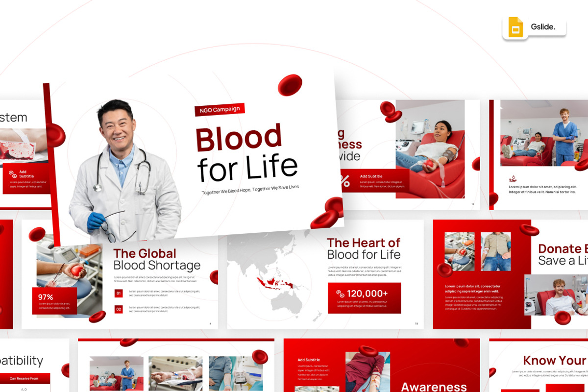 Blood Donation Campaign Google Slide, a Presentation Template by Loin Studio (Photo 1 of 4)