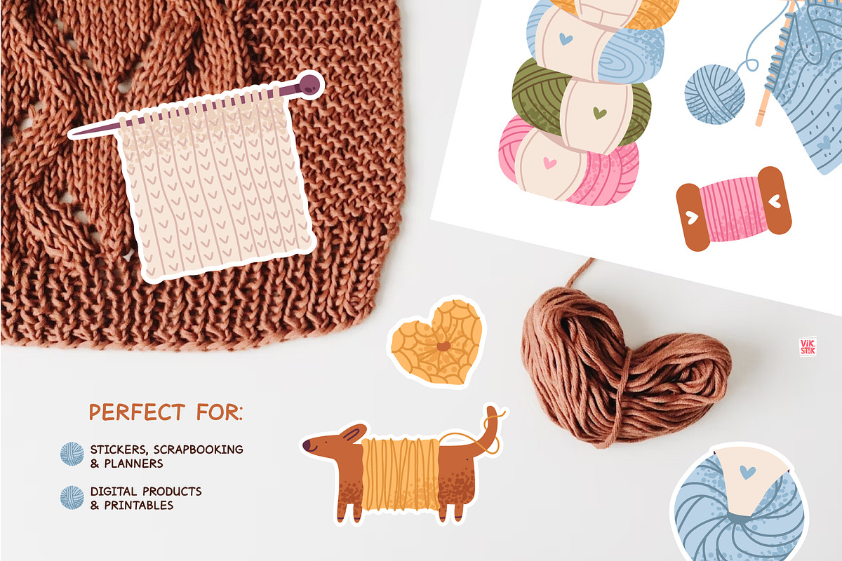 Knitting Clipart Set | Cozy Yarn, a Work Illustration by vik.stock (Photo 4 of 6)