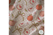 Peach Gingham Seamless Pattern, a Food Illustration by TitaLivingArt (Thumbnail 4 of 10)