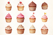 Cupcake Clipart, an Illustration by CrexoraLab (Thumbnail 3 of 5)