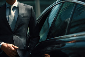 Businessman waiting by a black car, a Photo by Beautiful things