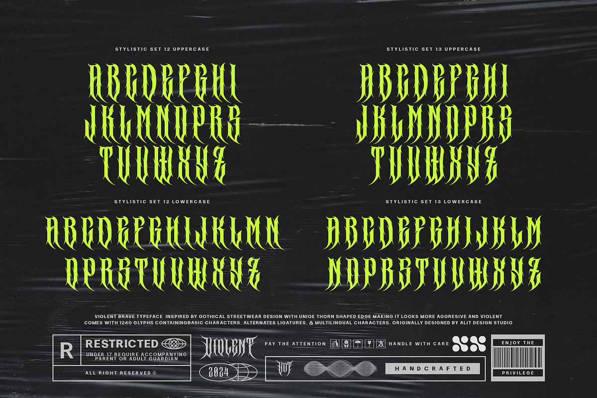 Violent Brave Brutalism Typeface, a Blackletter Font by alit design (Photo 18 of 22)