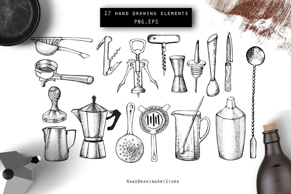 Bar Equipment illustration, a Food Illustration by Hand drawn Boutique (Photo 2 of 8)