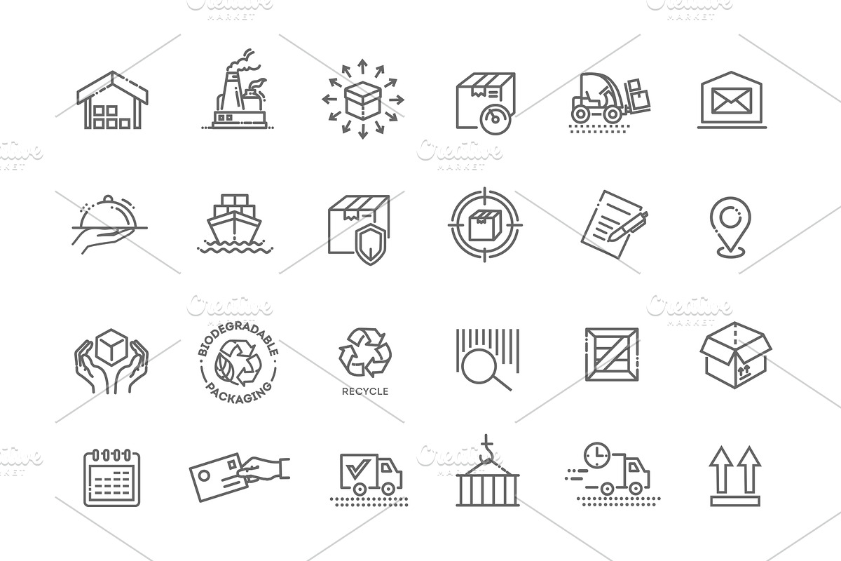 Shipping icons, an Outline Icon by Tettygreen (Photo 2 of 2)