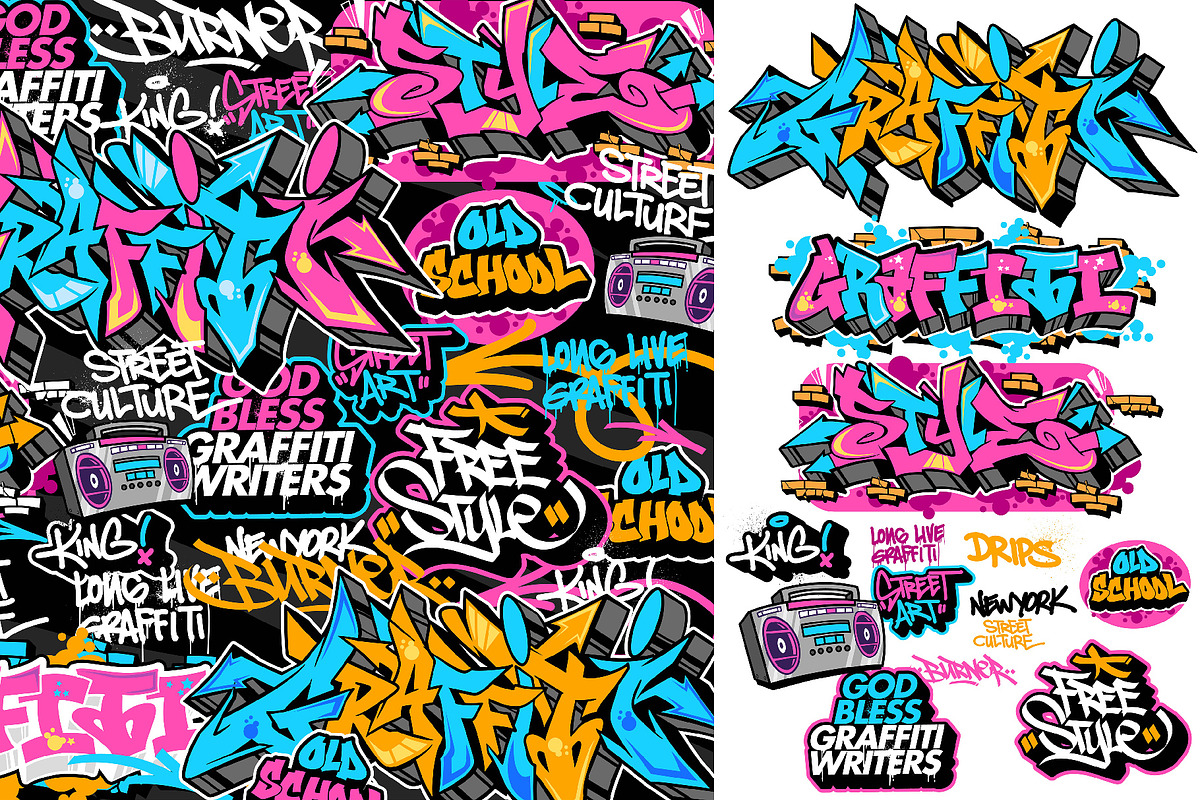 Graffiti Art Sticker Pack, an Object Graphic by MEAS7 Artwork (Photo 1 of 4)