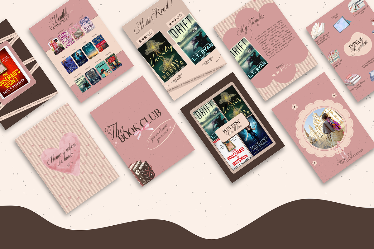 Bookstagram Coquette Template, a Social Media Template by PixelBloomClub (Photo 3 of 8)