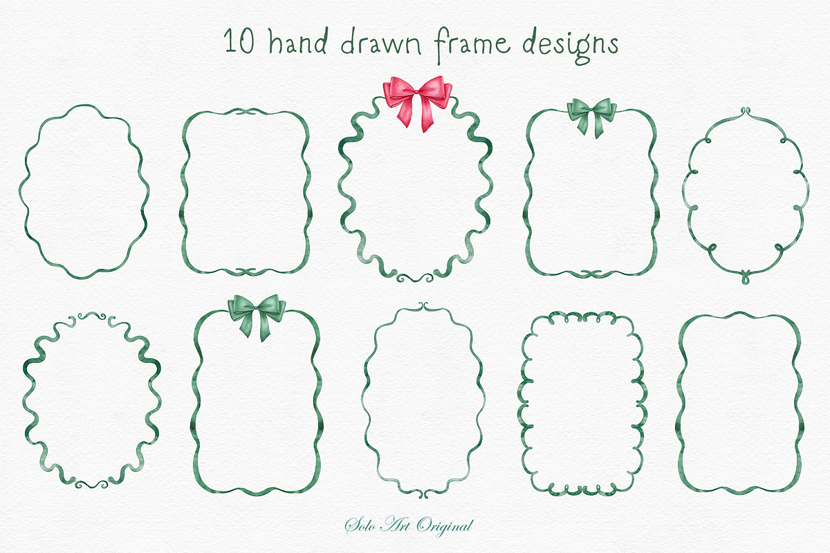 Christmas Watercolor Frames Cards, an Object Graphic by Solo Art Original (Photo 2 of 12)