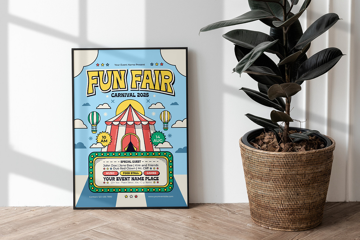 Retro Fun Fair Carnival Flyer, a Flyer Template by Tiptop Graphic (Photo 2 of 5)