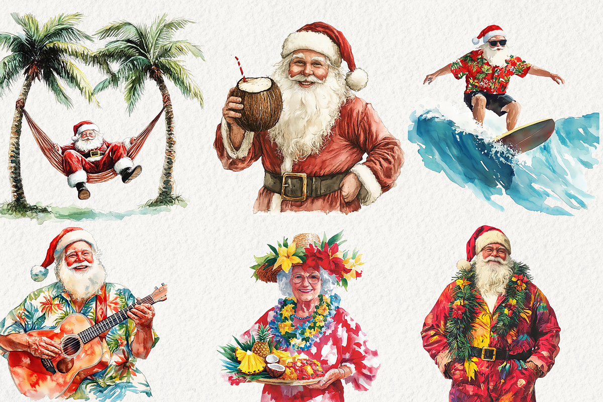 Tropical Aloha Christmas Clipart, an Illustration by NadiaTheronArt (Photo 3 of 5)