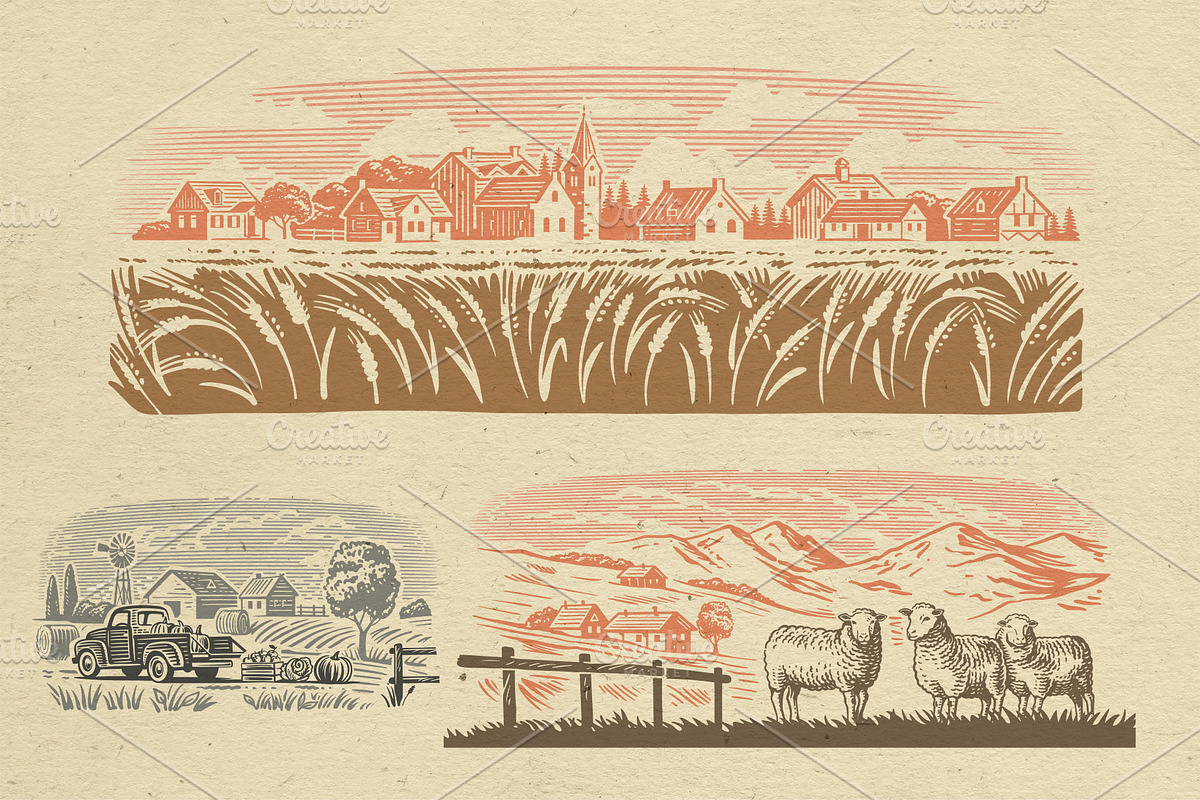 Vintage village vector. Vol2., an Animal Illustration by bioraven (Photo 18 of 18)