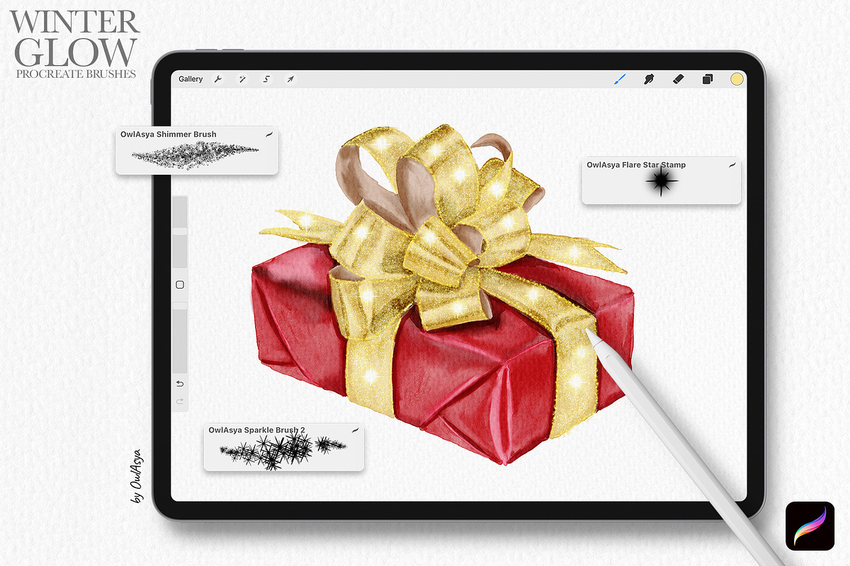 Winter Glow Procreate Brushes, a Brush Add-On by owlasya (Photo 7 of 7)