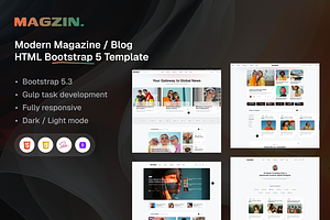 Magzin - Magazine Blog HTML Template, a HTML Template by AliThemes